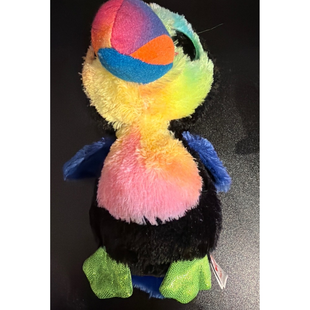 Ty Beanie Boos Beaks the Toucan Rainbow Plush Bird Glitter Eyes Medium 9 inch